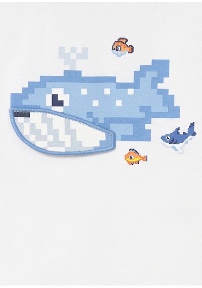 Erkek Bebek Kolsuz İnteraktif T-shirt Beyaz