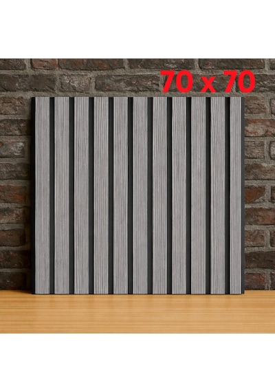 6 Adet 70x70 Ölçülerinde Kabartmalı 3d Kendinden Yapışkanlı Pvc Esnek Duvar Paneli Açık Gri - Siyah