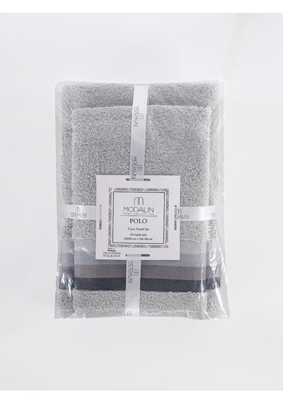 Polo %100 Pamuk 2 Li Havlu Takımı - 50x90, 70x140 Gri