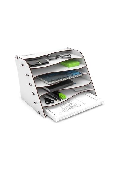 Wavy Montessori Çocuk Kitaplığı Ahşap Çocuk Odası Mini Kitaplık Masaüstü Organizer Beyaz - 657834234 Beyaz
