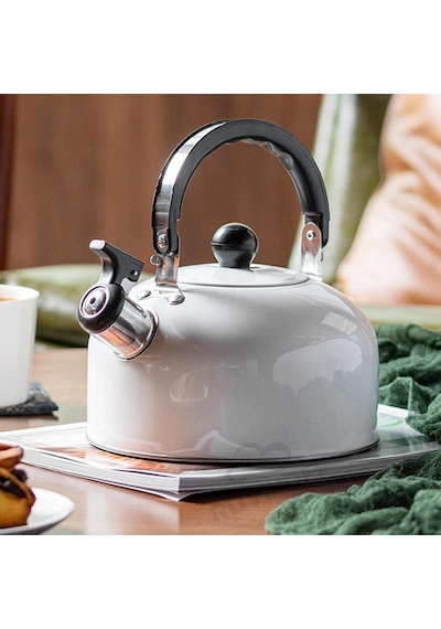 Valkyrie 3l Paslanmaz Çelik Düdüklü Kettle Su Isıtıcısı Çaydanlık Islıklı Demlik Beyaz
