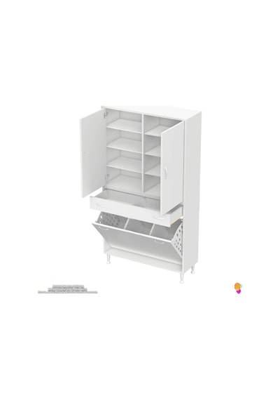 Eliusta Reli Dolap Beyaz Çok Kullanımlı 100 Cm Eninde Banyo Dolabı 100x171x32,5 Cm 2 Kapak 6 Raf Dolap Beyaz
