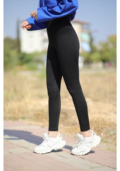 Fit & Fit Tayt Kadın Siyah Ekstra Yüksek Bel Geniş Kemer Korse Çelik Taytsiyahxl Siyah