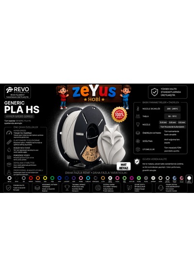 Generic Pla Hs Hyper Speed Filament Matbeyaz 1.75 Mm 1000 Gr Mat Beyaz