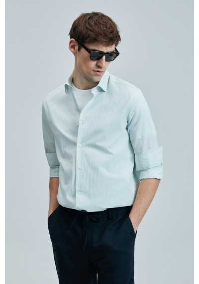 Lufian Charles Erkek Basic Gömlek Regular Fit Yeşil Yeşil 111010638100600 Yeşil