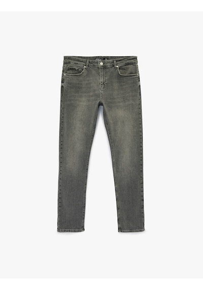 Koton Normal Bel Pamuklu Slim Fit Jean Pantolon - Brad Jean Gri 6sam40056nd Gri