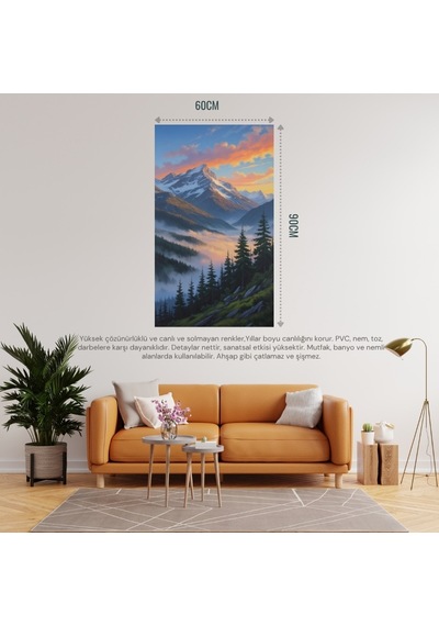 Doğa Ve Manzara Dikey 60x90cm Gün Doğumunda Görkemli Dağ Manzarası 01 Çerçevesiz 60x90cm Pvc Tablo