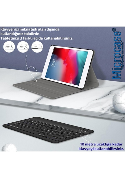 Lenovo Uyumlu Tab M8 TB-8505F Bluetooth Klavyeli Standlı Kılıf -BKK1