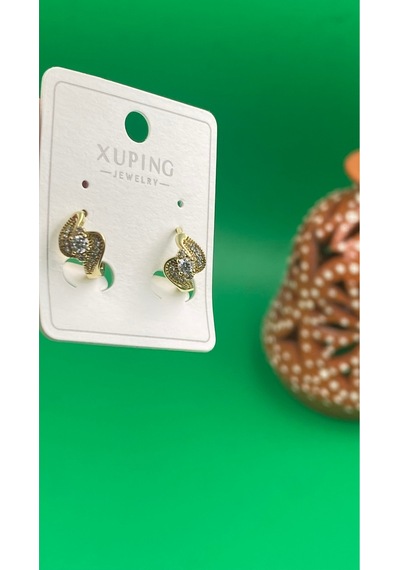 Xuping Altın Renginde Tek Taşlı Şık Kadın Çelik Küpe Gold