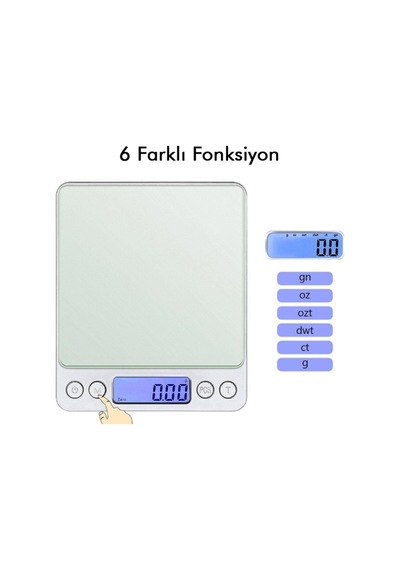 Vegetii Digital Lcd Hassas Tartı-mutfak Terazisi 2kg/0.1gr