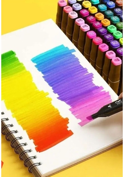 24 Lü Çift Tatraflı Marker Kalem Seti Resim Mimari Ve Grafik Tasarım Kalemi Yüksek Kalite Çok Renkli
