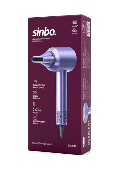 Sinbo Shd-1740 Saç Kurutma Makinesi 1500w 3-kdm.hız 4-kdm.ısıayar Sıcak-ılık-hafif-soğuk Mavi
