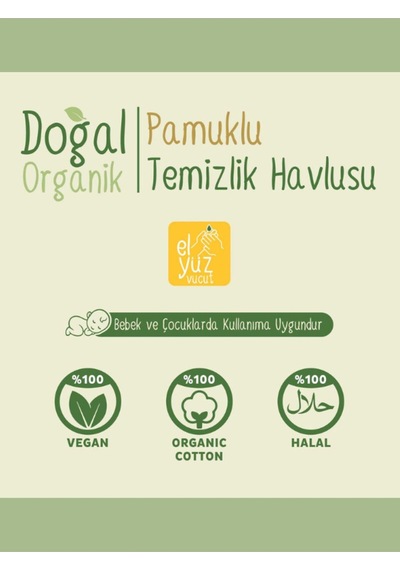 Sleepy Doğal Organik Pamuklu El Yüz Vücut Temizlik Havlusu Islak Mendil 2 x 50 Yaprak