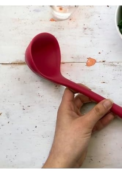 Sert Uçlu Isıya Dayanıklı Silikon Kepçe Kaşık Seti, 4 Parça, Fuşya