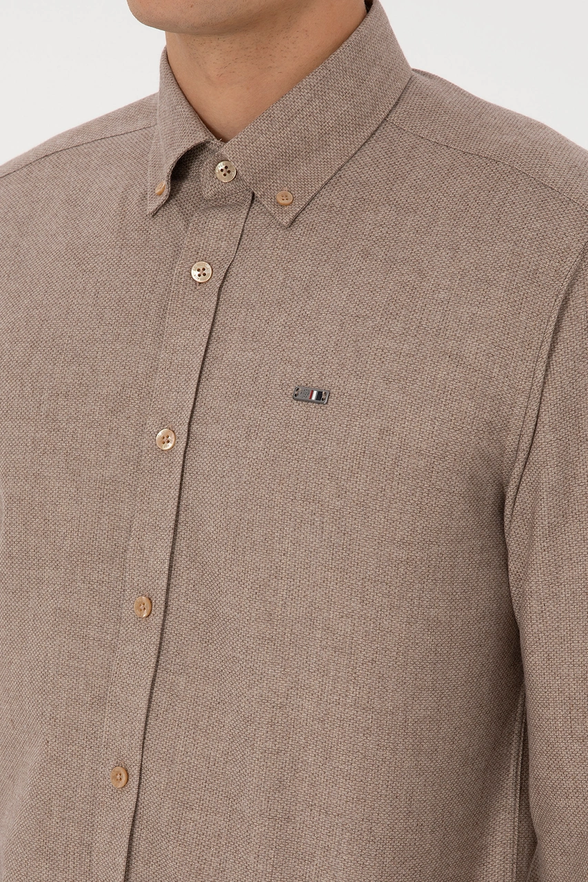 U.s. Polo Assn. Erkek Camel Gömlek Desenli 50315613-vr015 Camel