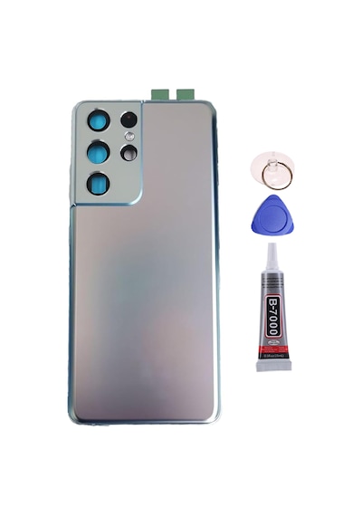 Samsung S21 Ultra Gri Uyumlu Arka Kapak Batarya Kapağı Pil Kapağı Yapışkan Ve Sökme Aparatıyla Beraber Full Set Gri
