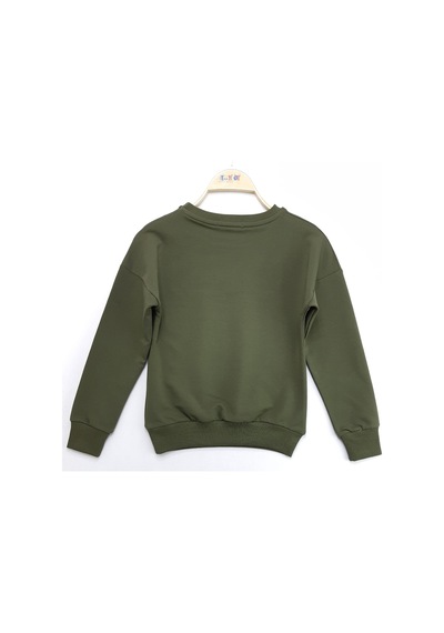 Toontoy Kız Çocuk Sweatshirt Lovely Life Baskı Haki