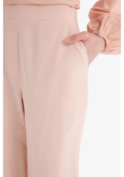 Defacto Wide Leg Keten Karışımlı Geniş Paça Pantolon F1345ax25smpn437 Pembe