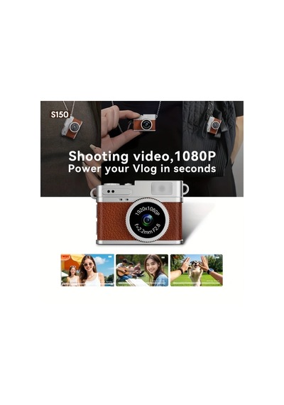 Lumaworld A Brown Mini Retro Kamera 8gb Hafıza Kartlı Taşınabilir Fotoğraf Video Çekim