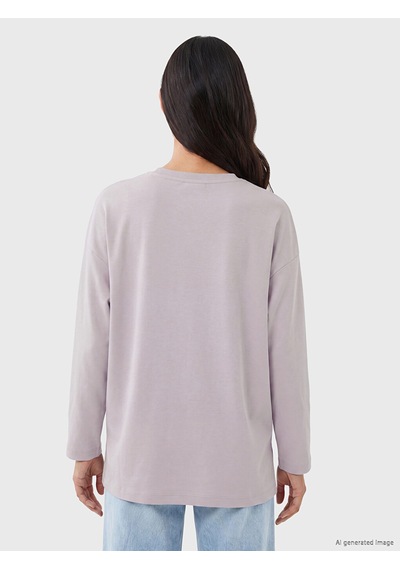 Lcw Everyday Lila Nakışlı Oversize Soft Touch Kadın Tunik