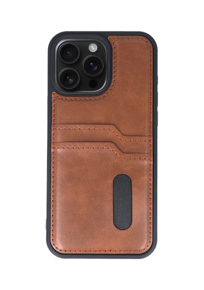 Newface Apple iPhone Uyumlu 15 Pro Max Kılıf Sara Kartvizitli Deri Kılıf