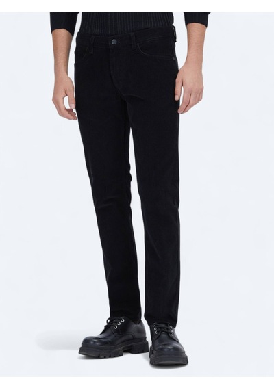Kip Siyah Fitilli Dokuma Slim Fit Kadife Casual Pamuk Karışımlı Pantolon