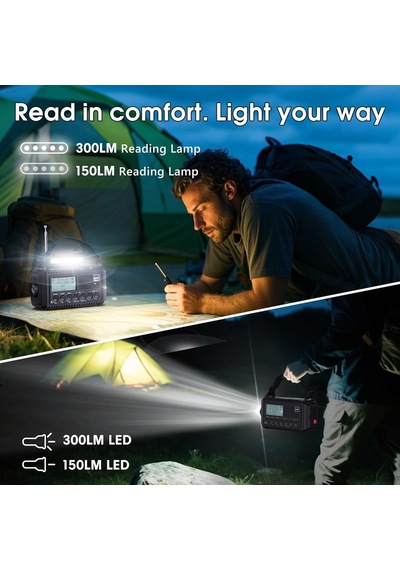Rocam Dab/dab+/fm 5000 Mah Güneş Enerjili Dijital Acil Durum Radyosu Alarm Saatli Radyolar Siyah