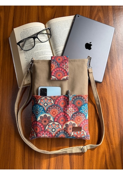 Aksesuarsepeti El Yapımı Cepli, Taşıma Askılı, Kılıf Çanta, Tablet Kılıfı, Kitap Kılıfı, Organizer Çanta, Koyukrem