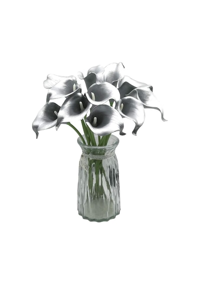 Yapay Çiçek Gümüş Renk Gala Eva Malzeme Silver Cala Flower 8li Demet