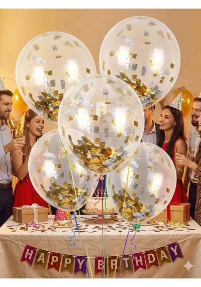 Metalize Konfeti Kağıdı Gold Ve Gümüş Çift Taraflı Doğum Günü Parti Konsepti Süs