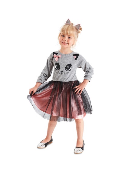 Denokids Tüllü Ponçik Kız Çocuk Elbise Renkli Çok Renkli