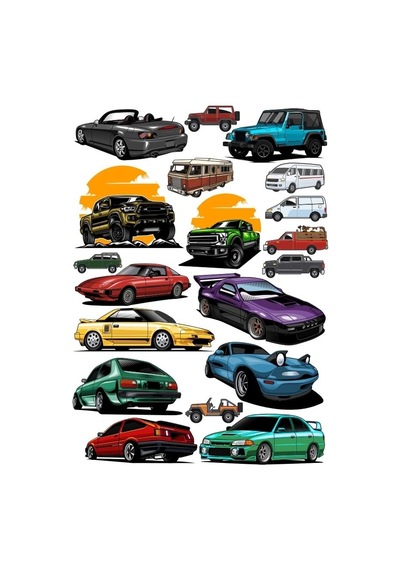 Arabalar Sticker Set 18 Parça Telefon, Tablet, Defter, Laptop Sticker