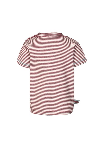 Organicera Organik Kısa Kollu T-shirt, Çizgili , Bordeaux Melange Bordo