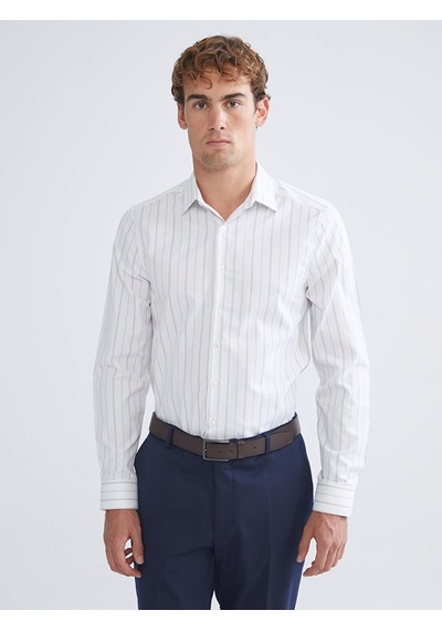 Lcw Busıness Bej Slim Fit Uzun Kollu Çizgili Erkek Gömlek