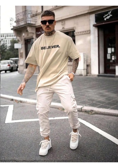 Altamira Erkek Believer Baskılı Oversize T-shirt 001
