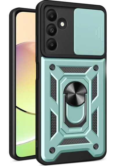 Newface Samsung Galaxy M15 Kılıf Pars Lens Yüzüklü Silikon - Yeşil