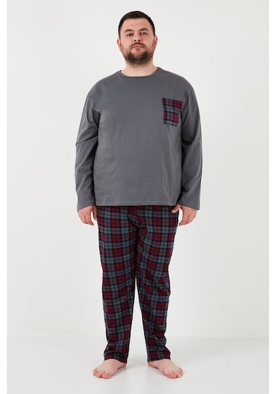 Buratti Pamuklu Regular Fit Büyük Beden Erkek Pijama Takımı 6572001B Antrasit