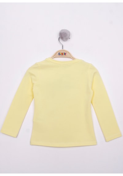 Toontoy Kids Toontoy Kız Çocuk Göğsü Pul Nakışlı T-shirt Sarı