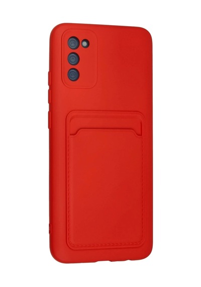 Samsung Uyumlu Galaxy A02s Kılıf Kelvin Kartvizitli Silikon - Kırmızı