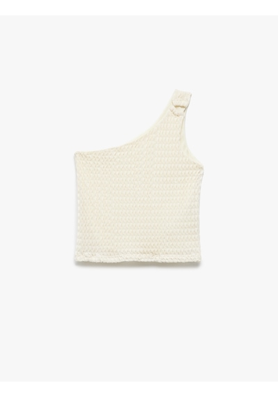 Koton Tek Omuz Toka Detaylı Kolsuz Crop Bluz Bej 5skg60123ak Ekru