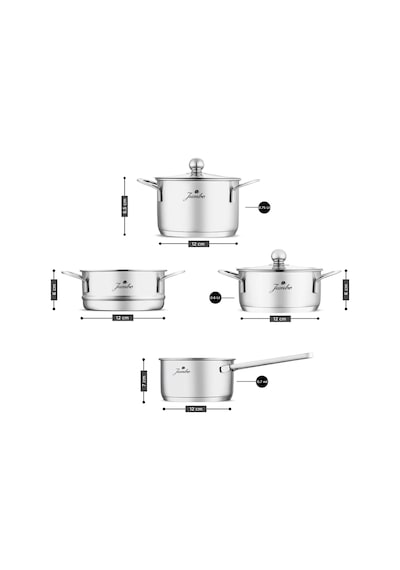 Jumbo New Baby Steel 6 Parça Çelik Mini Tencere Seti Gri