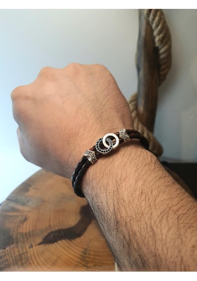 Jtaw25blk1637 Hakiki Deri Mıknatıs Kapama Alaşımlı Metal Garantili Hediye Kutulu Janti Bileklik Siyah
