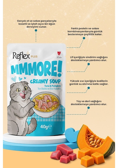 Reflex Plus Mmore Ton Balıklı Ve Bal Kabaklı Kremalı Kedi Çorbası 40 Gr 6lı Set