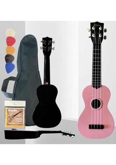 4 Telli Abs Ukulele Pembe - Çanta,tel,pena