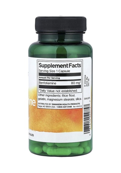 Swanson Vitamins, Benfotiamine, 80 Mg, 120 Capsules