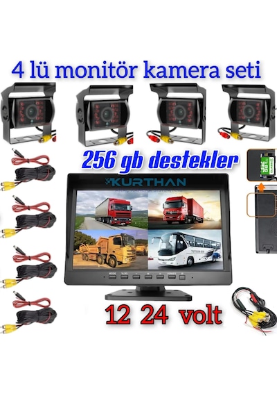 12-24 Volt Uyumlu 10'' Dvr Monitör Ve 4 Adet Kamera Seti