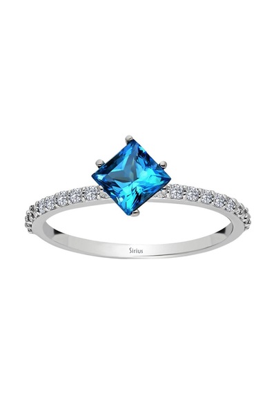Sirius Pırlanta Ve Prenses Kesim Londonblue Topaz Yüzük 0823R0190