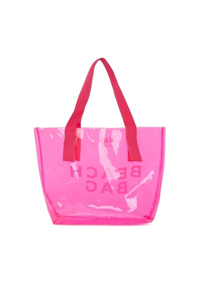 Bagmori Beach Bag Baskılı Şeffaf Plaj Çantası Fuşya