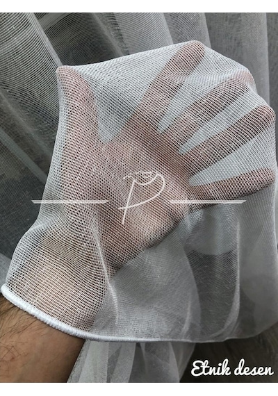 Tül Perde Kampanyalı Düz 3 Farklı Desen Etek Kurşun Sarım Ekru