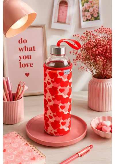 H2o Kılıflı Cam Su Şişesi Matara 750 Ml Kalp Desenli Çelik Kapaklı Taşıma Askılı Korumalı Spor Okul Ofis Detoks Su Matarası Mavi H2o Kılıflı Cam Su Şişesi Matara 750 Ml Kalp Desenli Çelik Kapaklı Taşıma Askılı Korumalı Spor Okul Ofis Detoks Su Matarası Mavi
